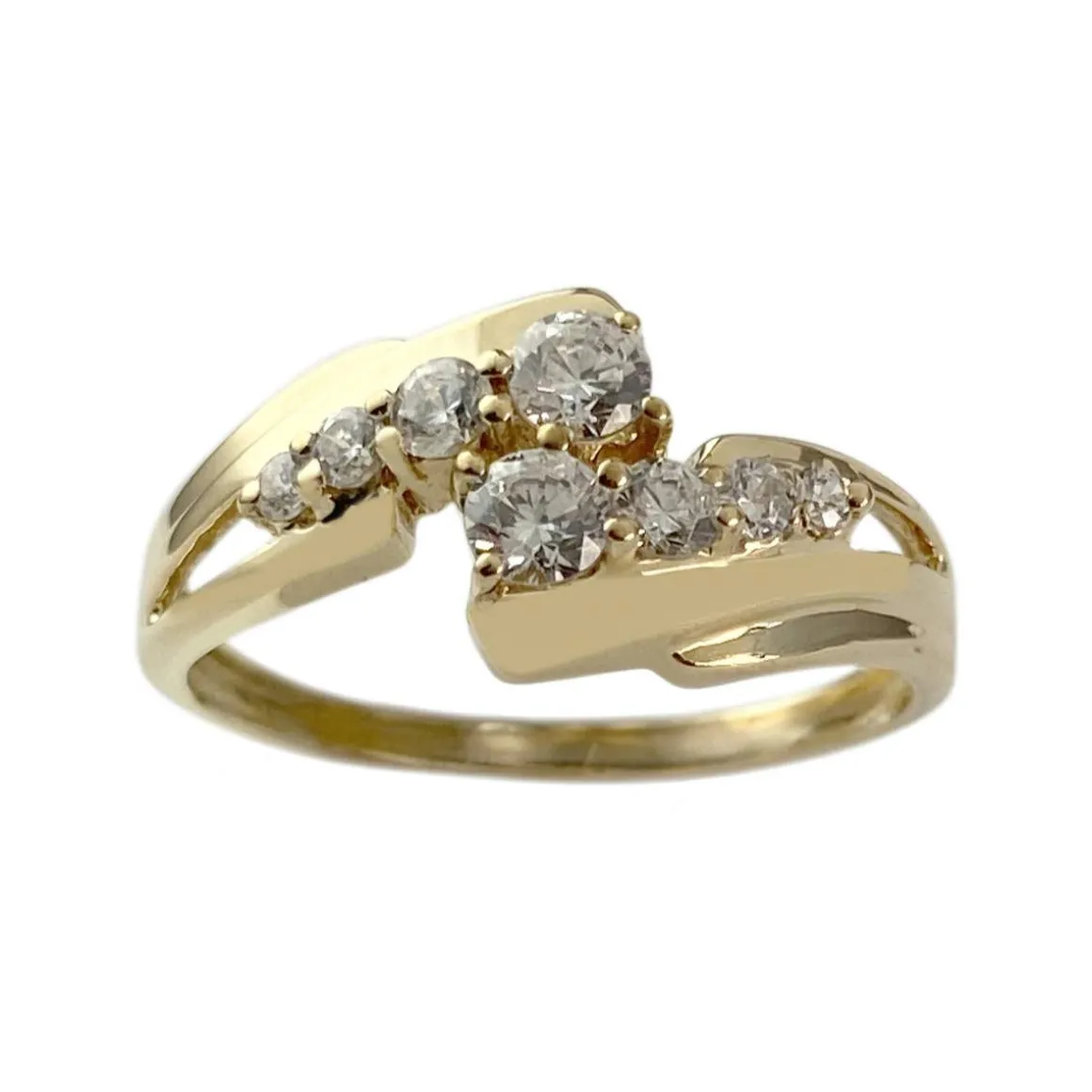 Bague d'occasion or 750 jaune zirconias