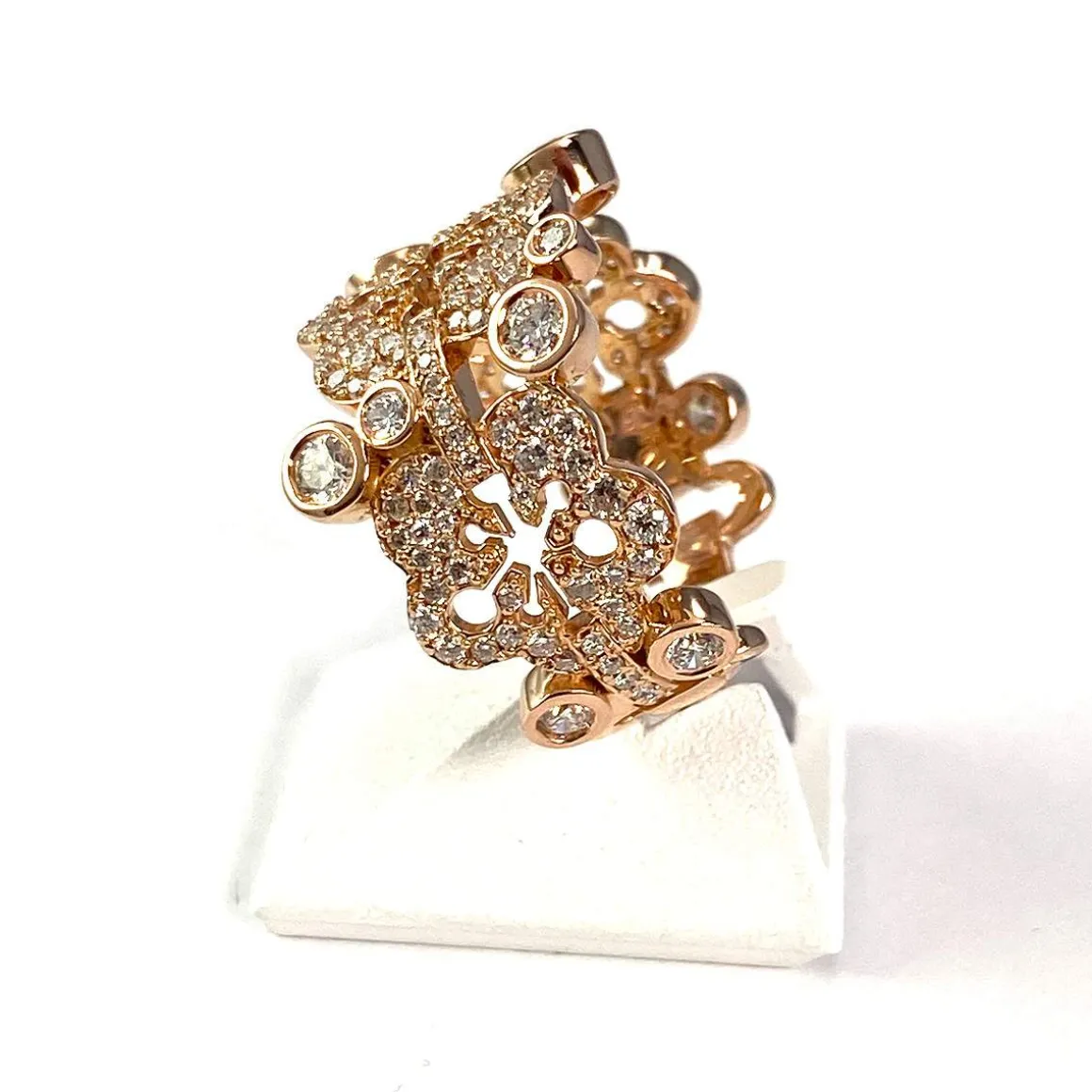 Bague d'occasion or 750 rose diamants
