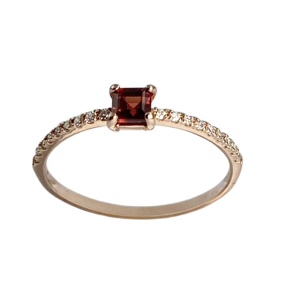Bague d'occasion or 375 rose diamant grenat
