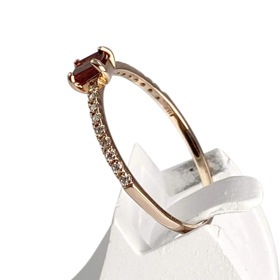 Bague d'occasion or 375 rose diamant grenat