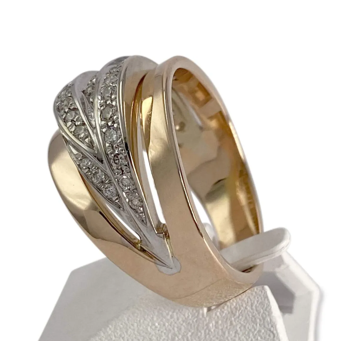 Bague d'occasion or rose 750 et or rhodié diamants