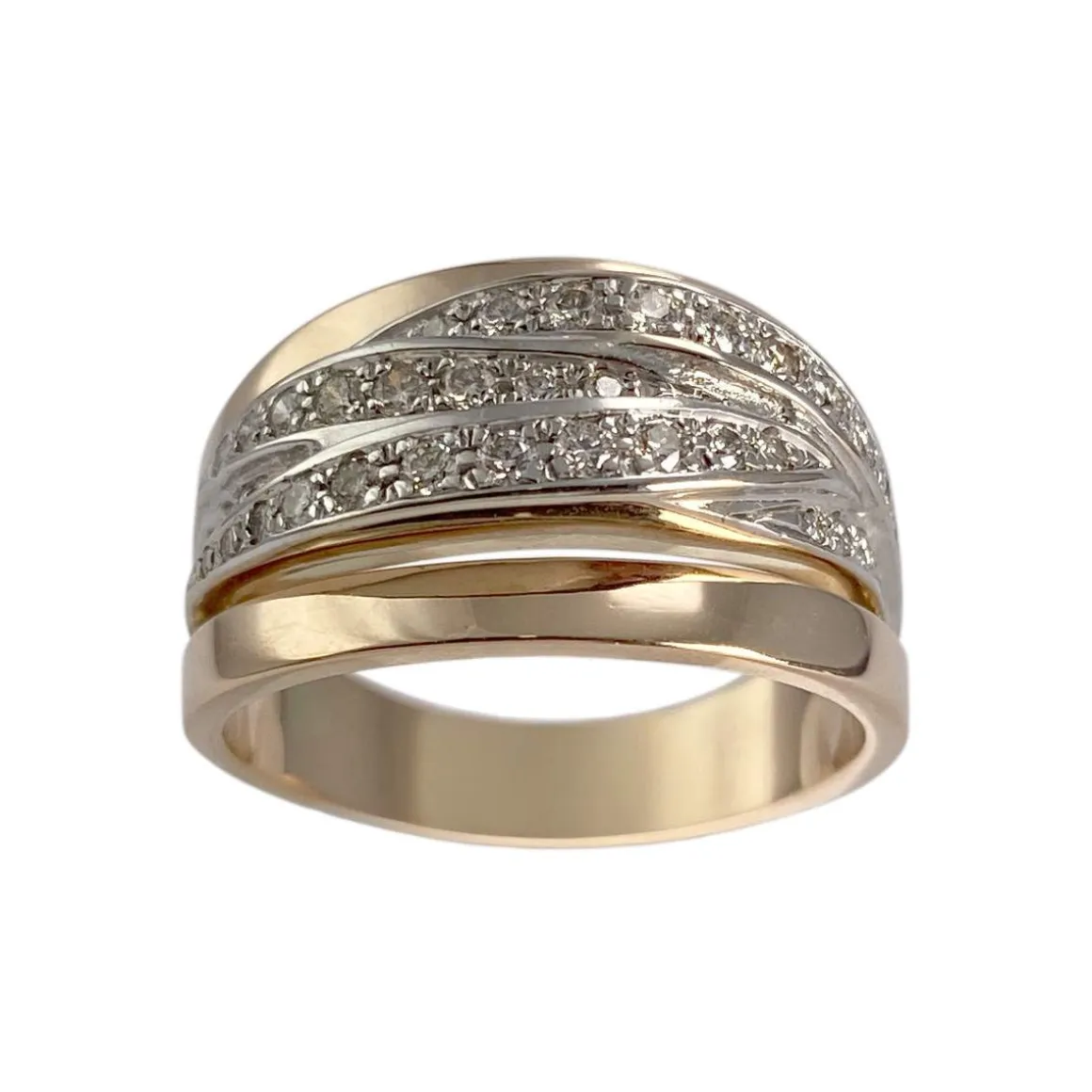 Bague d'occasion or rose 750 et or rhodié diamants