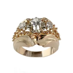 Bague d'occasion or 750 rose et rhodié spinelles synthétique