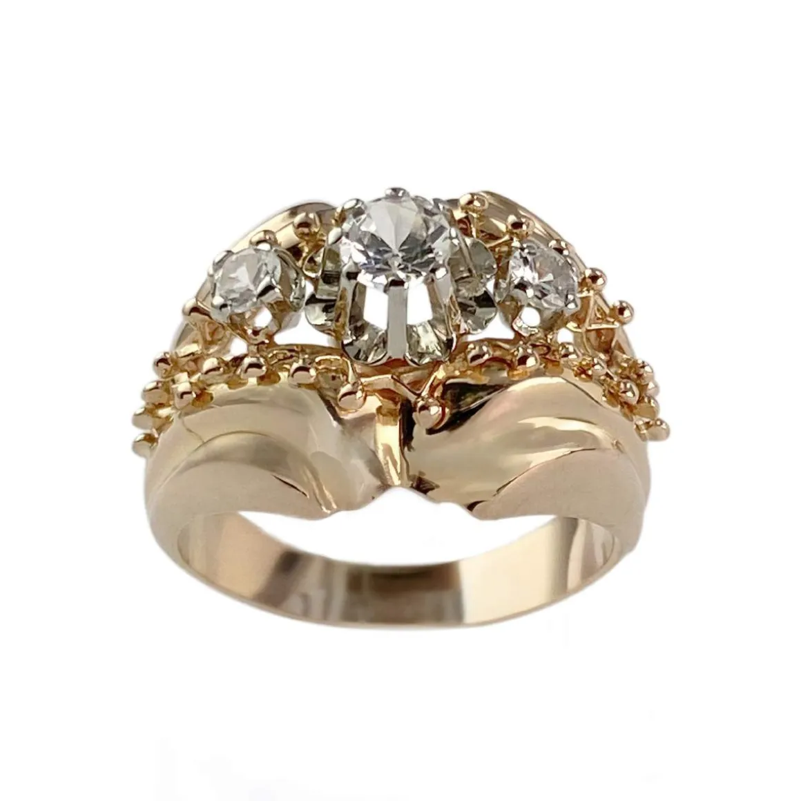 Bague d'occasion or 750 rose et rhodié spinelles synthétique