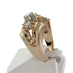 Bague d'occasion or 750 rose et rhodié spinelles synthétique