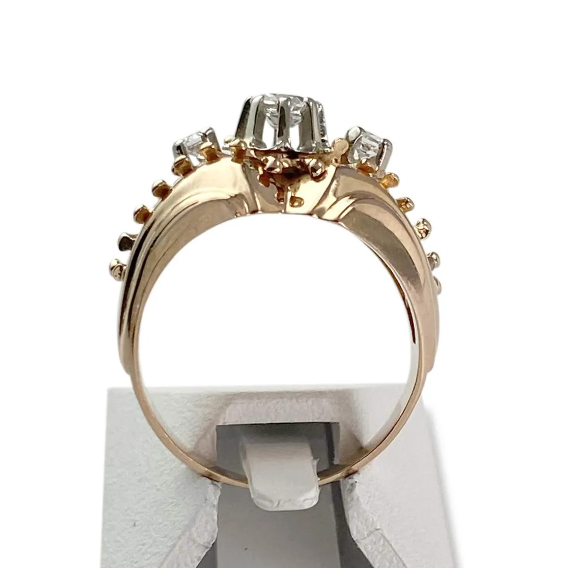 Bague d'occasion or 750 rose et rhodié spinelles synthétique
