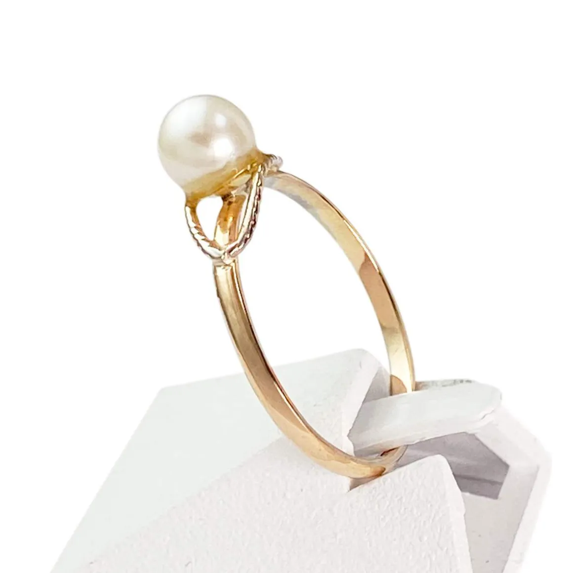 Bague d'occasion or 375 rose perle de culture
