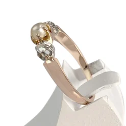 Bague d'occasion or 750 rose perle de culture diamants