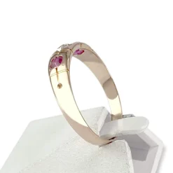 Bague d'occasion or 750 rose pierres blanches et roses