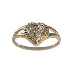 Bague d'occasion 2 ors 750 coeur diamants