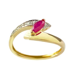 Bague d'occasion 2 ors 750 diamant, rubis