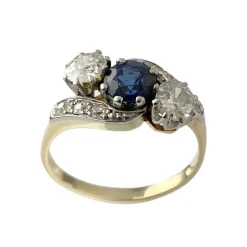 Bague d'occasion 750 2 ors diamants saphir