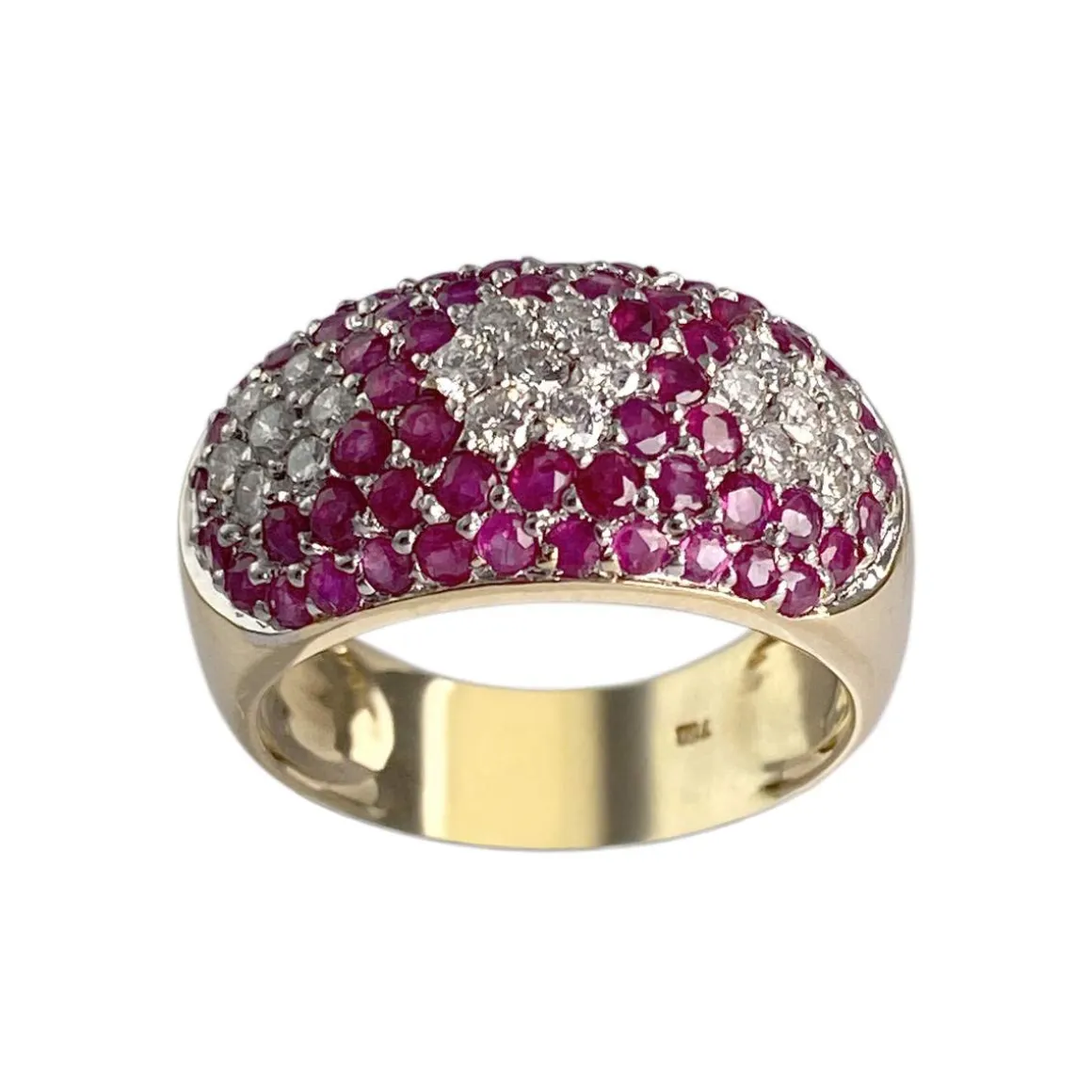 Bague d'occasion 2 ors 750 diamants rubis