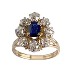 Bague d'occasion 2 ors 750 diamants saphir