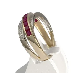 Bague d'occasion 2 ors 750 diamants rubis