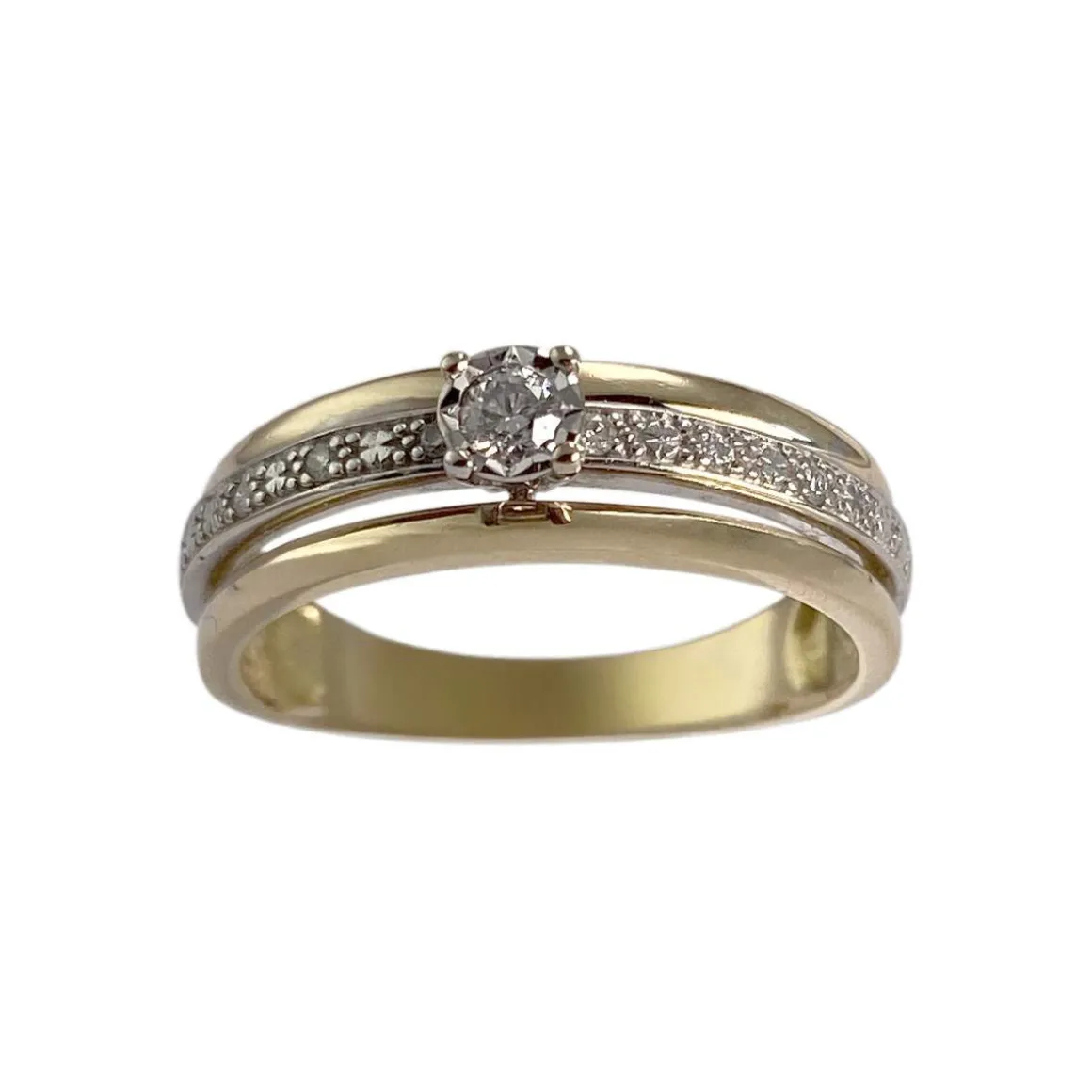 Bague d'occasion 2 ors 750 jaune diamants