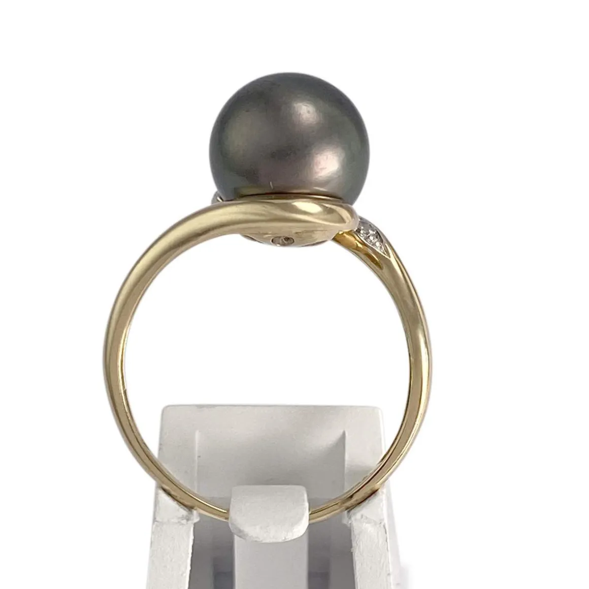 Bague d'occasion 2 ors 750 perle de tahiti diamants