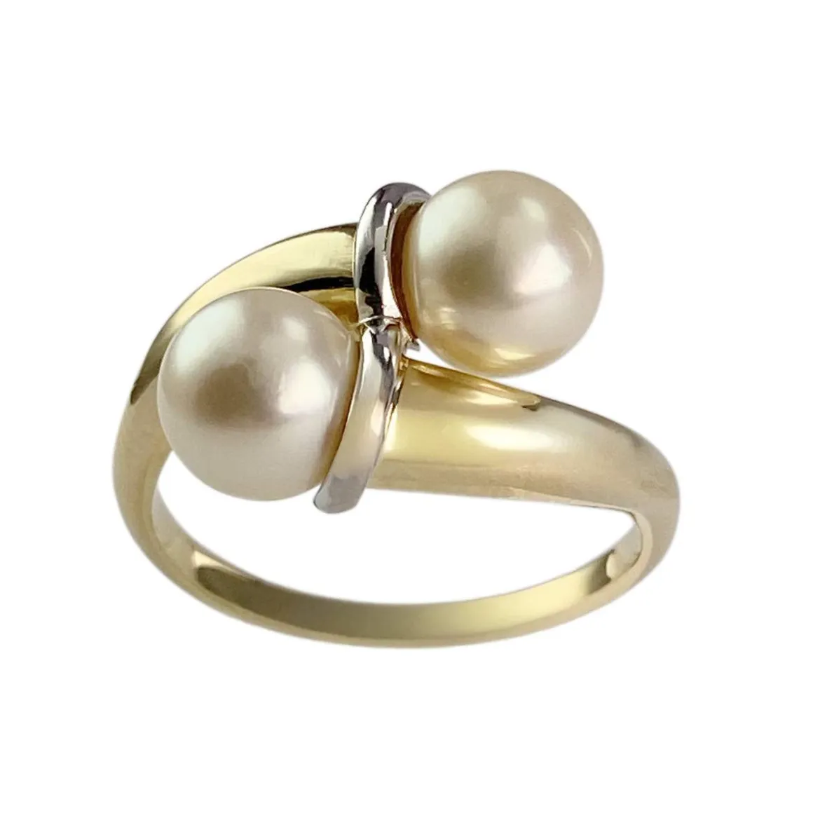 Bague d'occasion 2 ors 750 perles de culture