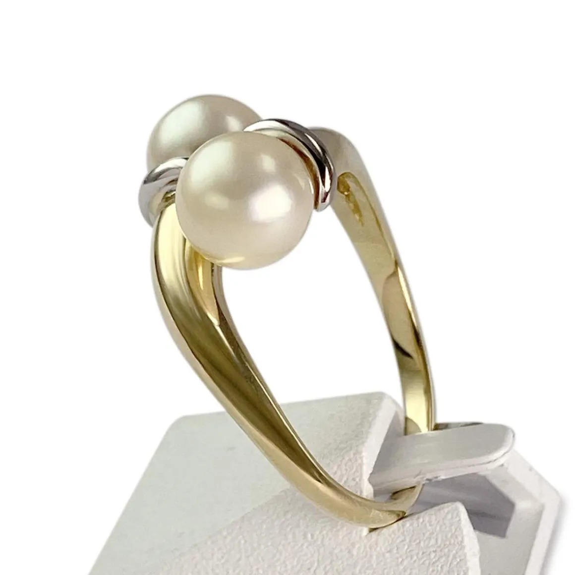 Bague d'occasion 2 ors 750 perles de culture
