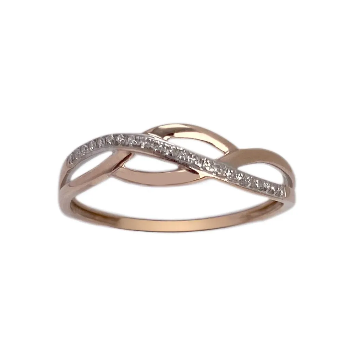 Bague d'occasion 2 ors 375 rose/blanc diamants