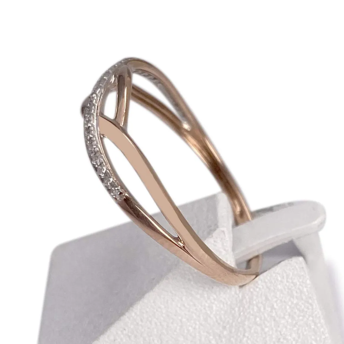 Bague d'occasion 2 ors 375 rose/blanc diamants