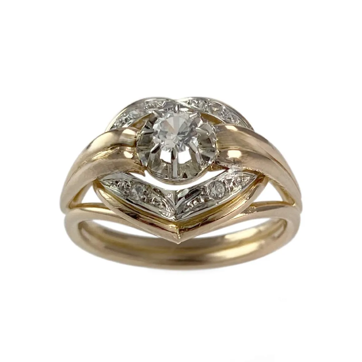 Bague d'occasion 2 ors 750 saphirs synthétiques blancs