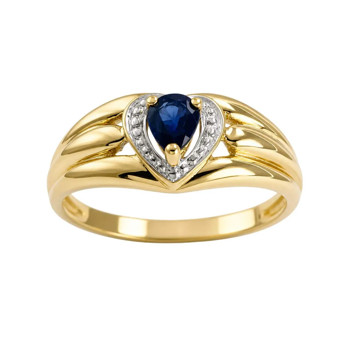 Bague d'occasion or 750 2 tons coeur saphir