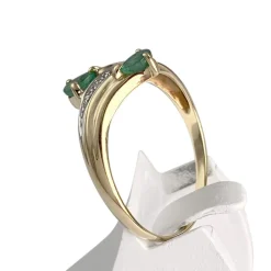 Bague d'occasion or 750 2 tons diamant emeraude