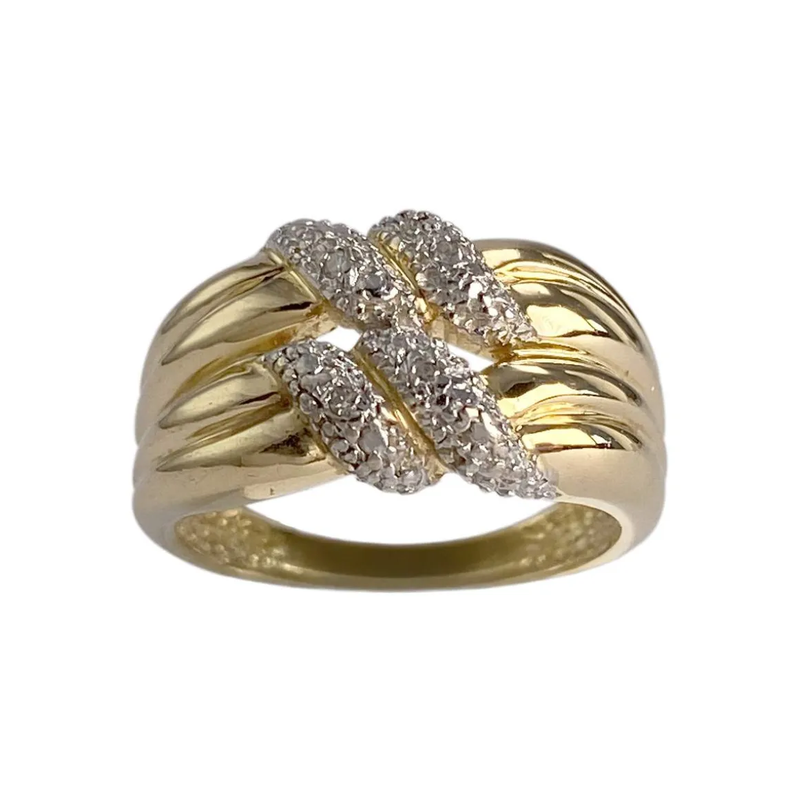 Bague d'occasion or 750 2 tons diamants