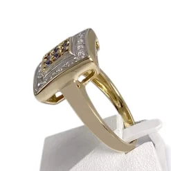 Bague d'occasion or 750 2 tons diamant saphir