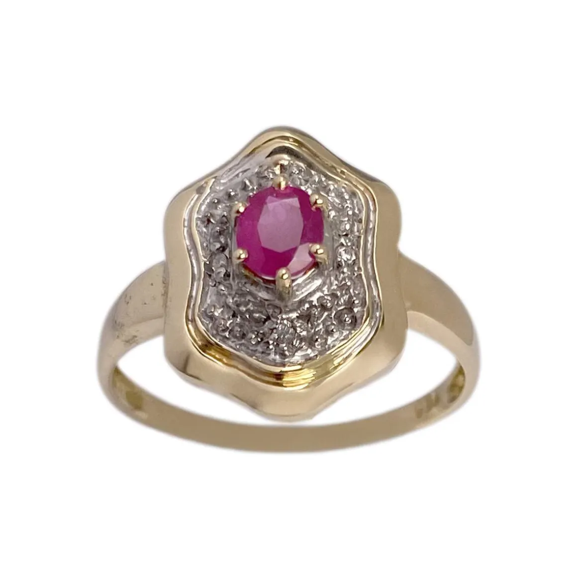 Bague d'occasion or 750 2 tons diamants rubis