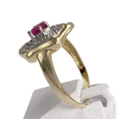 Bague d'occasion  or 750 2 tons diamants rubis
