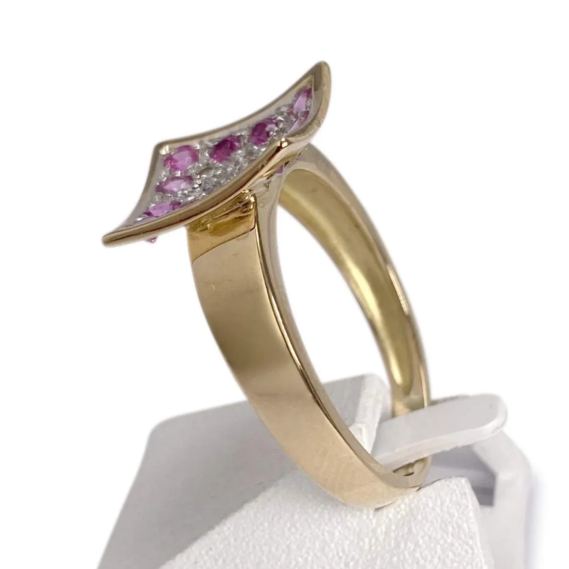 Bague d'occasion or 750 2 tons diamant rubis