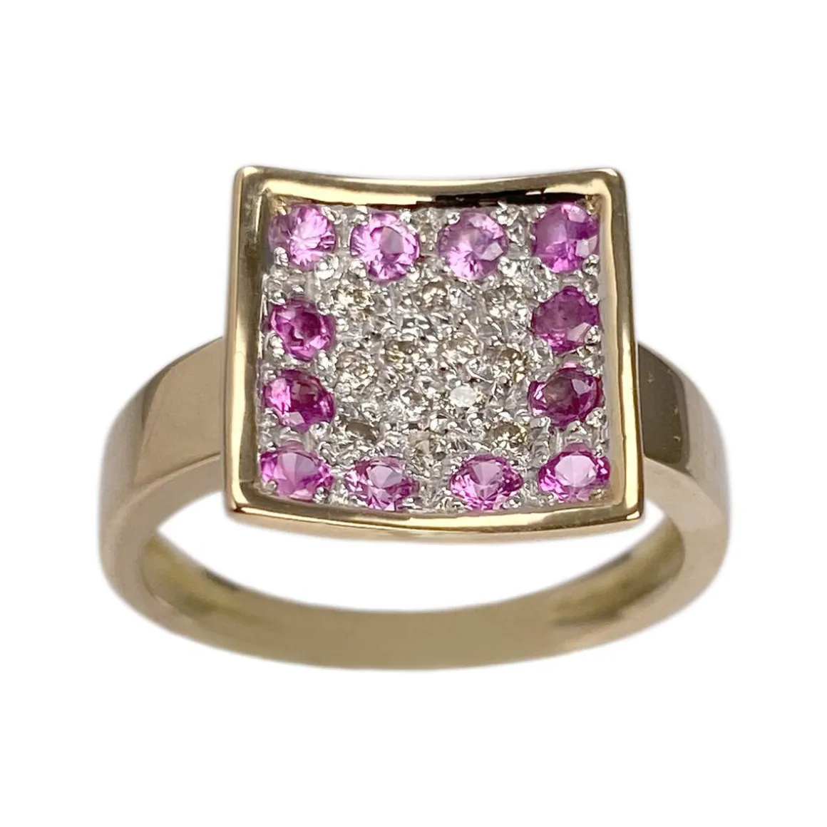 Bague d'occasion or 750 2 tons diamant rubis