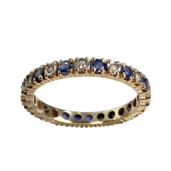 Bague d'occasion or 750 2 tons diamants, saphirs