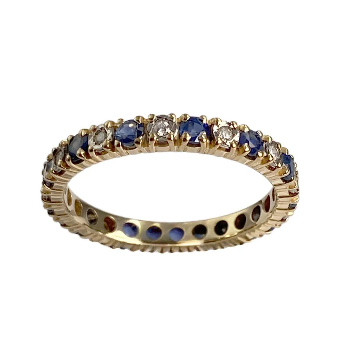 Bague d'occasion or 750 2 tons diamants, saphirs
