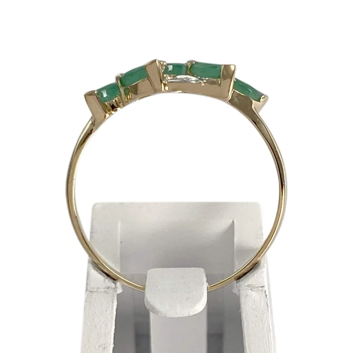 Bague d'occasion or 750 2 tons diamants émeraudes