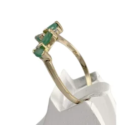 Bague d'occasion or 750 2 tons diamants émeraudes