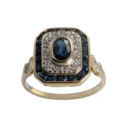 Bague d'occasion or 750  2 tons diamants, saphirs