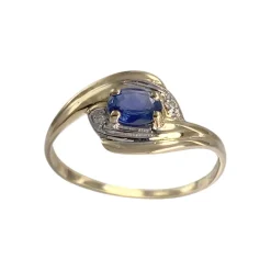 Bague d'occasion or 750 2 tons diamants saphir