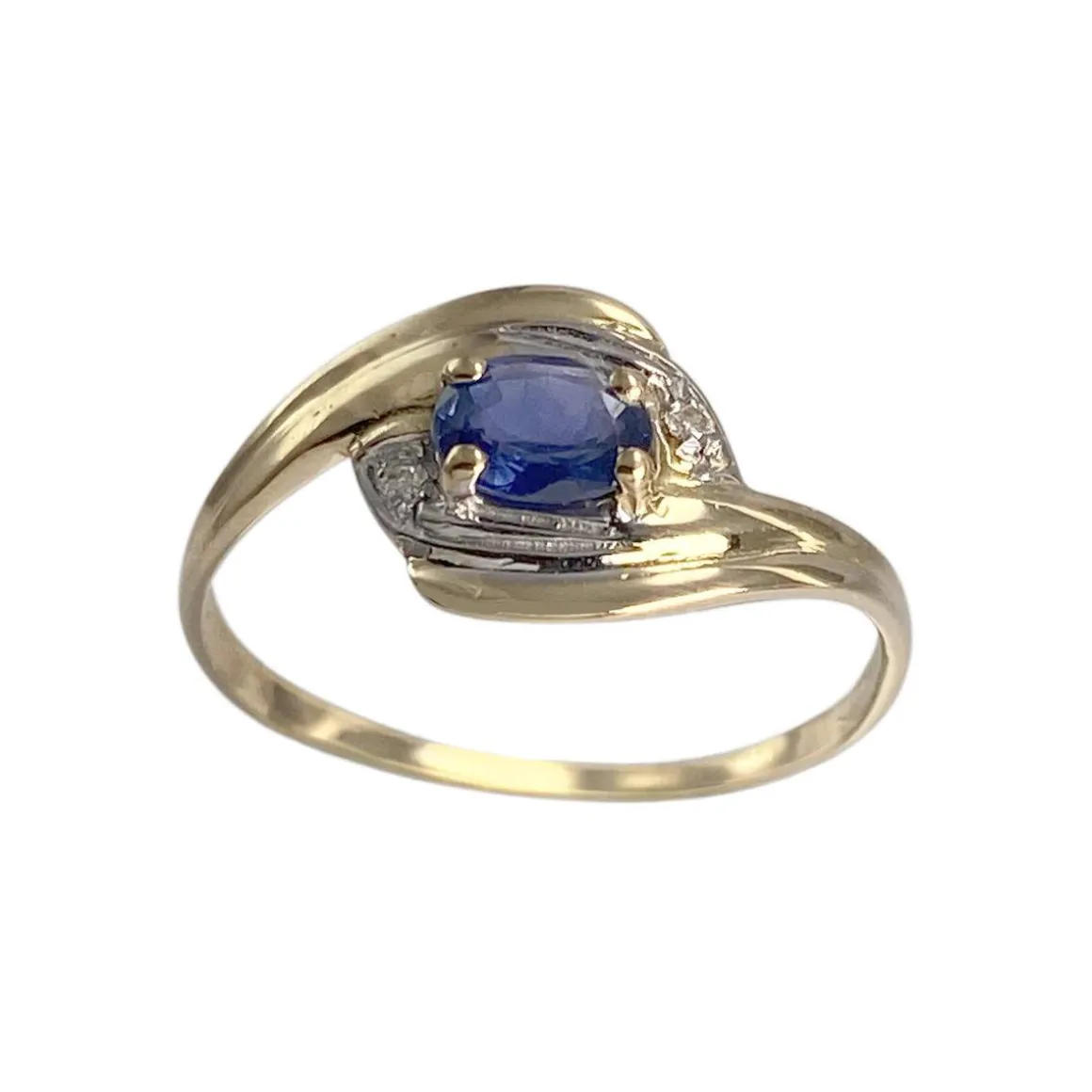 Bague d'occasion or 750 2 tons diamants saphir
