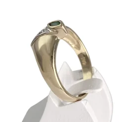 Bague d'occasion or 585 2 tons diamant émeraude