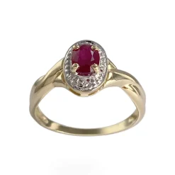 Bague d'occasion or 750 2 tons diamant rubis