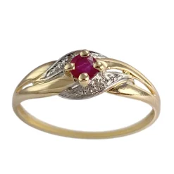 Bague d'occasion or 750 2 tons diamant rubis