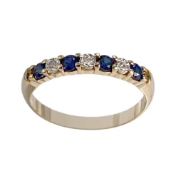 Bague d'occasion or 750 2 tons diamants saphirs