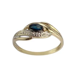 Bague d'occasion  or 750 2 tons diamants et saphir