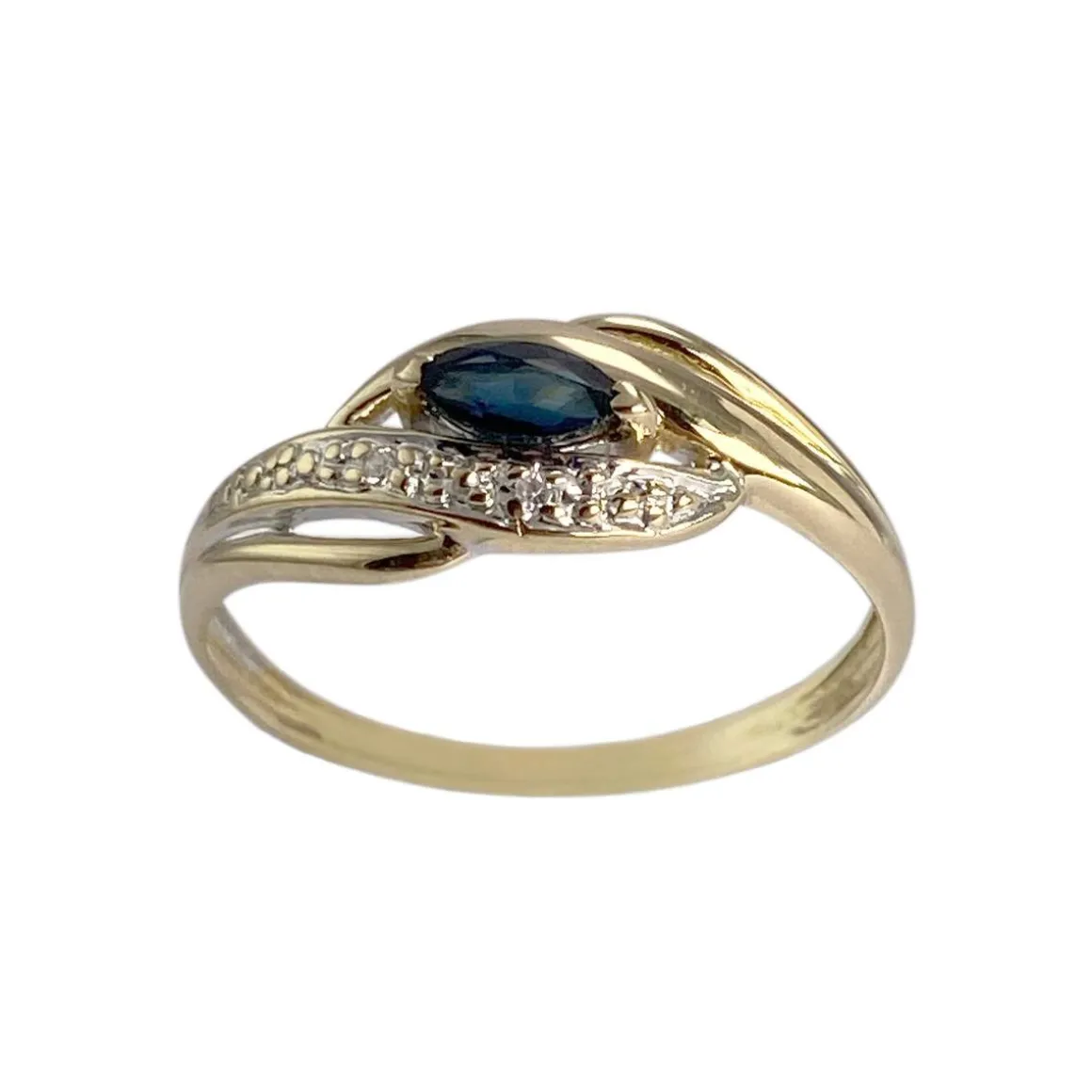 Bague d'occasion or 750 2 tons diamants et saphir