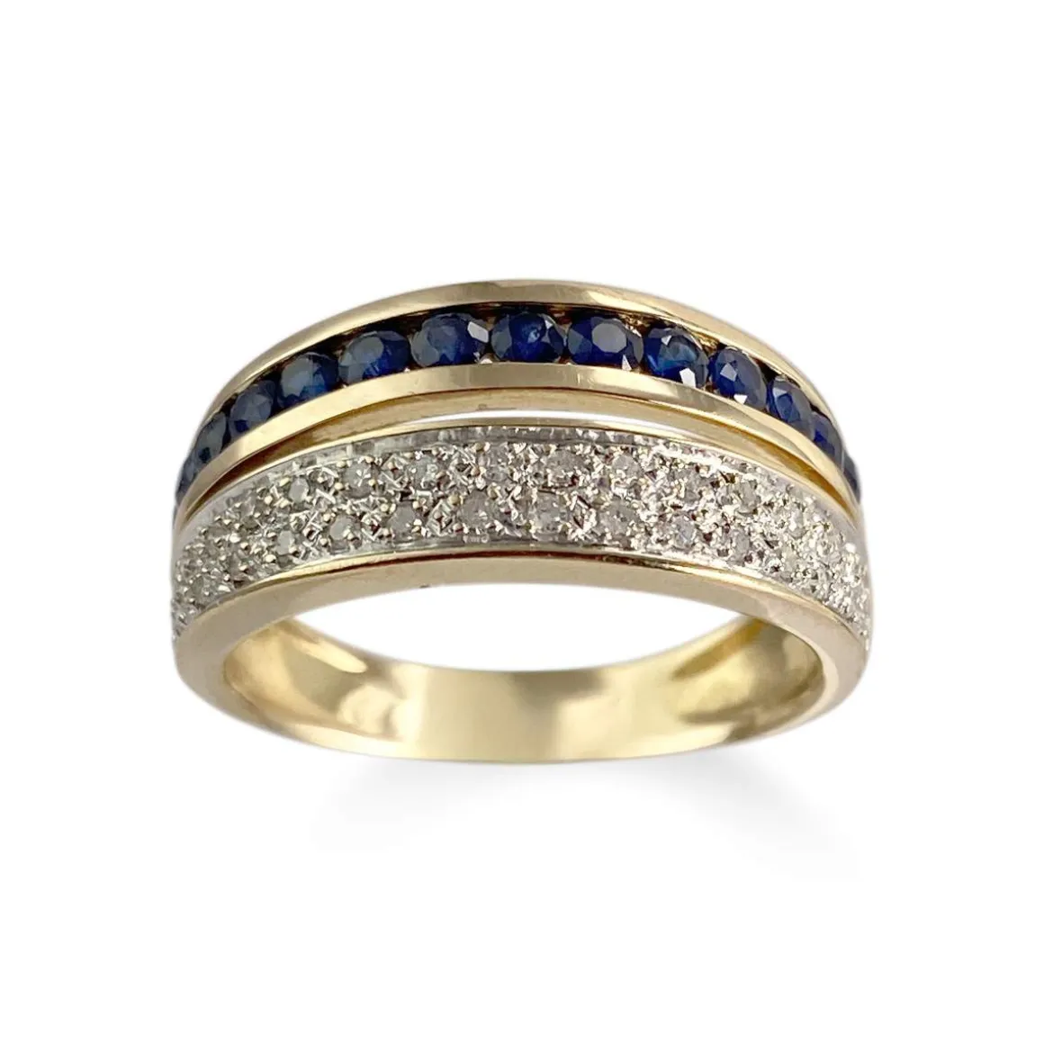 Bague d'occasion or 750 2 tons diamants saphirs