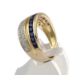 Bague d'occasion or 750 2 tons diamants saphirs
