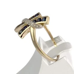 Bague d'occasion or 750 2 tons diamants saphirs